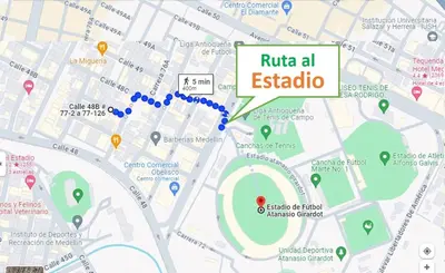 a map of ruta al estado with a red arrow at Tu Espacio Privado en Medellín E in Medellín