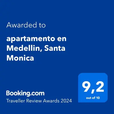 a screenshot of a phone with the text awarded to anendarria en medicin at apartamento en Medellin, Santa Monica in Medellín