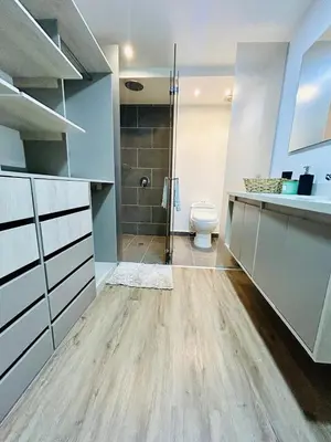 a bathroom with a shower and a toilet in it at Modern, Apt/near tourist sites. in Medellín