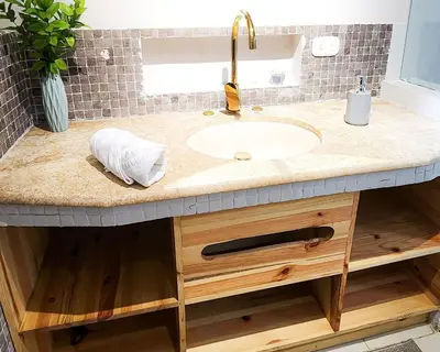 a bathroom counter with a sink and a sink at Luxury Villa In Aguacatala2 in Medellín