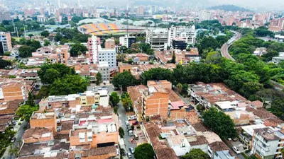 an aerial view of a city with buildings at Alojamiento Acogedor con excelente ubicacion D in Medellín