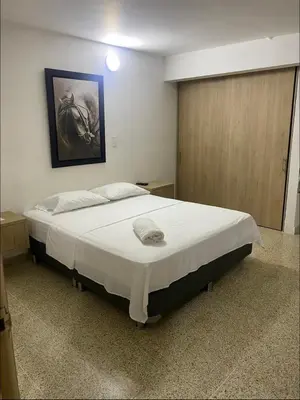 a bedroom with a large bed in a room at Apartamento en laureles con excelente ubicación in Medellín