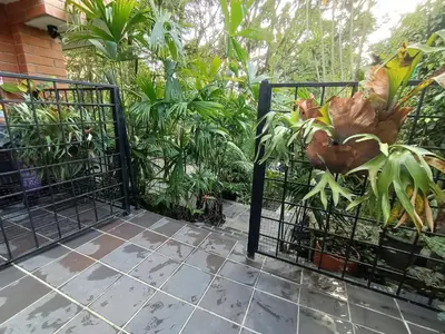 a pair of gates with plants in them at Aparta Hotel LOFT Campestre Jacuzzi Poblado apt 107 in Medellín