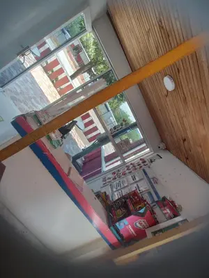 an overhead view of a kitchen with a large window at Hotel flamingo real T in Mariquita