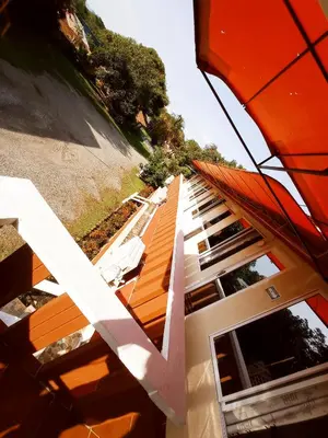 an overhead view of a building with an open roof at Hotel flamingo real T in Mariquita