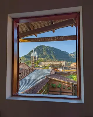 a view from a window of a roof at Hotel Kantarrana Urbana Jardin in Jardin
