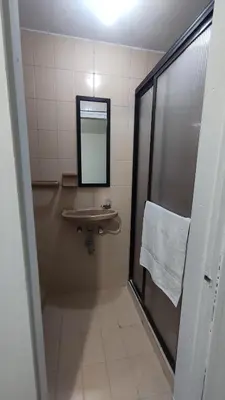 a bathroom with a sink and a mirror at Habitación, con baño privado #7 in Medellín