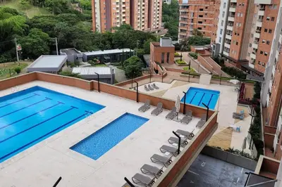 an overhead view of a swimming pool on top of a building at Estándar Suite en Sabaneta in Sabaneta
