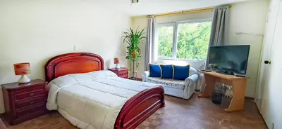 a bedroom with a large bed and a television at Habitación Privada en Apartamento, Conquistadores in Medellín