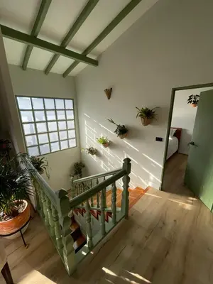 a room with a staircase with potted plants on the wall at Hotel Casa Dulces del Jardín in Jardin