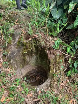 a hole in the ground in the grass at HOSPEDAJE MARIN in Concepción