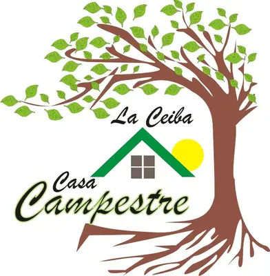 a tree with a house and the words la celtica cash mortgage at La ceiba casa campestre in Sonsón