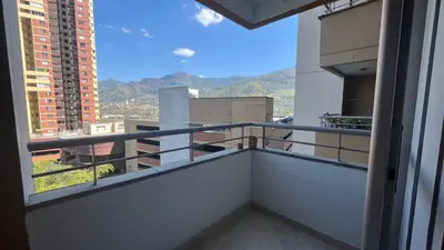 a balcony with a view of the mountains at Apartamento en Bello in Bello