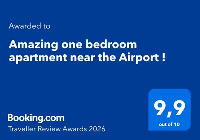a blue screen with the text upgraded to amazing one bedroom apartment near the airport at Amazing one bedroom apartment near the Airport ! in Rionegro