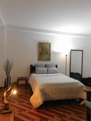 a bedroom with a large bed in a room at Hostal Santa Teresita in La Merced