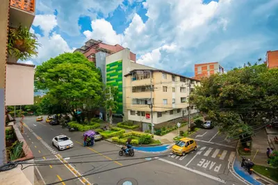 an overhead view of a street with cars and a building at Naiot Hotel Boutique in Medellín