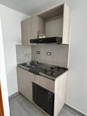 a small kitchen with a sink and a stove at Casa Vernazza in Manizales