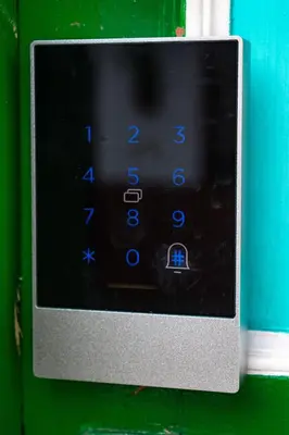 a close up of a microwave with blue numbers on it at Eco Apartamento Crudo in Jardin