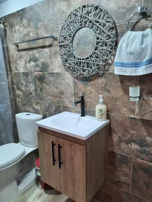 a bathroom with a sink and a mirror and a toilet at Apartamento Corona in Confines