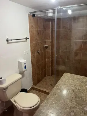 a bathroom with a toilet and a shower at Hostal Inn II Rionegro in Rionegro