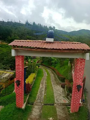 a pavillion with a roof on top of a field at Libélula finca-hotel in Concepción