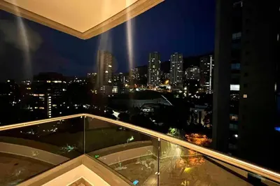 a view of a city at night from a building at 1201 Luxury Excelente ubicación in Medellín