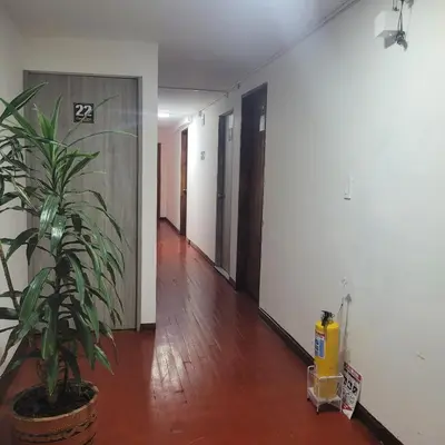 a hallway with a potted plant in a room at Hospedaje Luna Llena in Manizales