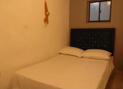 a bedroom with a bed with two white pillows at Hospedaje J&L in Medellín