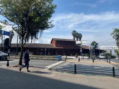a person walking down a street near a tree at LA CASA DEL CABLE -Acogedor apartamento- in Manizales