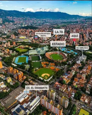 an overhead view of a city with street signs at Elegante apto Laureles Estadio in Medellín