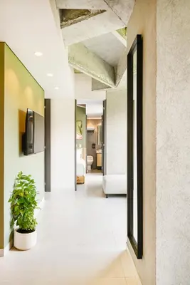 a hallway with a plant in a room at Firenze Lofts in Medellín