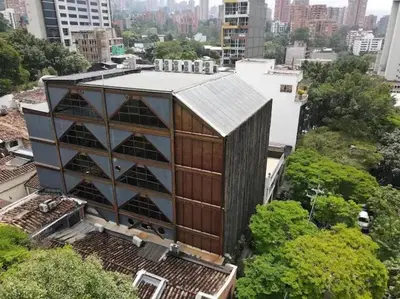 an overhead view of a building in a city at Zeta Erre Apartments in Medellín