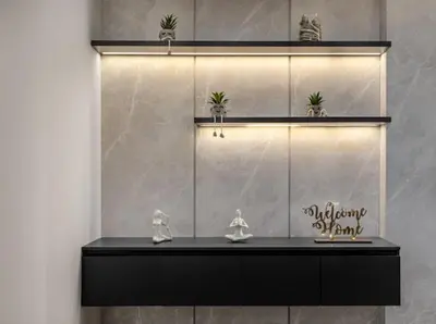 a display case with plants on a wall at Apto nuevo, elegante y cómodo in Medellín