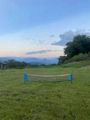 a kite sitting in a field of grass at Finca Calathea in Marsella