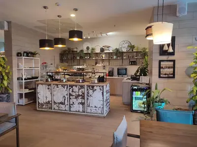a large kitchen with a counter in a room at Urban studios luxurious apartment in the poblado in Medellín