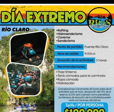 a flyer with people rafting on a river at Habitacion ,Aire, Netflix cerca Santorini in Doradal