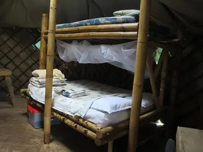 a couple of bunk beds in a room at Cabaña en reserva natural in San Rafael