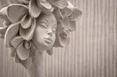 a statue of a woman with flowers on her head at Hotel Hola Medellín in Medellín