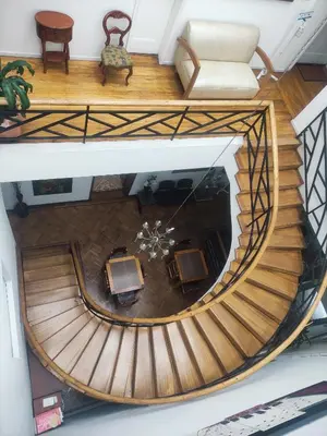 an overhead view of a spiral staircase in a house at Hotel Bella Montaña in Manizales