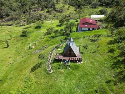 an overhead view of a small house on a hill at Reserva Natural Maimará in Alejandría