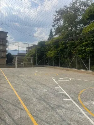 an empty parking lot with a soccer goal at Apartment in Palmas - Poblado in Medellín