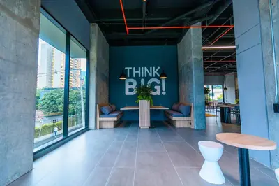 a restaurant with a think big sign on the wall at Hermosa Suite CoWork - Gym-WifI El Poblado in Medellín