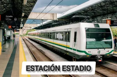 a train on the tracks at a train station at Exclusivo apartamento en Estadio in Medellín