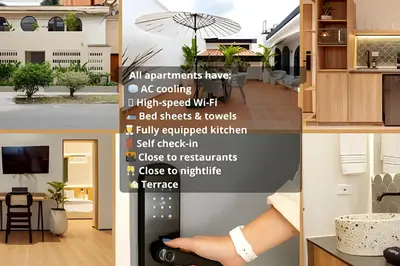 a collage of photos of a house with a person holding a remote control at Casa Fiora Laureles in Medellín