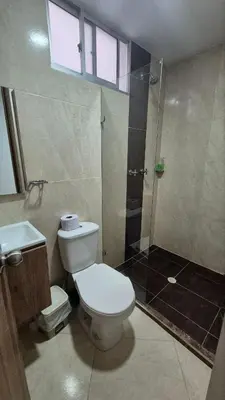 a bathroom with a toilet and a shower at ApartaLoft 13, NevadaLofts Sabaneta in Sabaneta