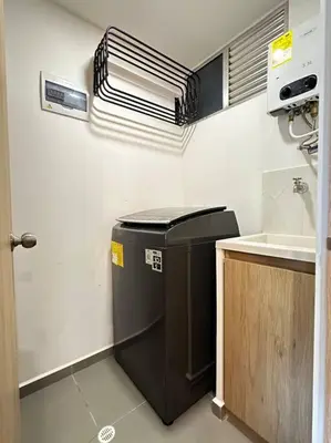 a kitchen with a trash can and a sink at Amazing cozy & new flat 3 bedrooms in Medellin best location in Medellín