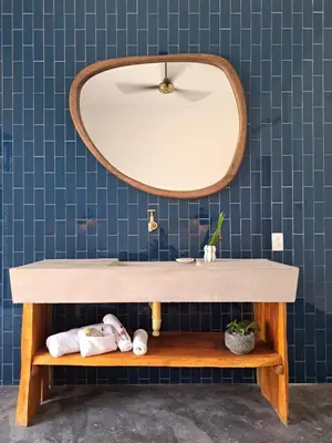 a bathroom with a sink and a mirror at TERRAKOTA Heritage House in Mariquita