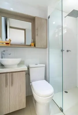 a bathroom with a toilet and a sink and a shower at Aparta loft in Envigado