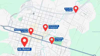 a map of gilroy with red pointers at c202 - Loft, hab1, baño 1, 1tv, sofacama, wifi in La Ceja