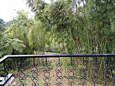 a balcony with a fence with trees in the background at Casa de Campo en Jardín Alojamiento Familiar in Jardin